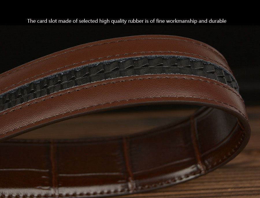 Men’s Genuine Leather Belt with Triple Wolf Buckle