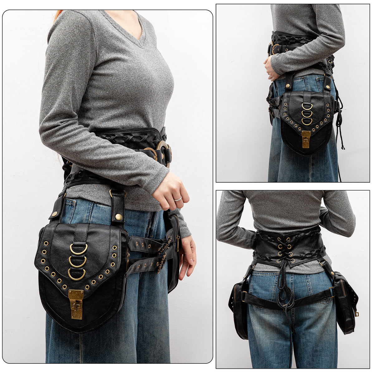Waist Bag for Women with Double Side Pouches