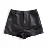 Genuine sheepskin black leather hot shorts