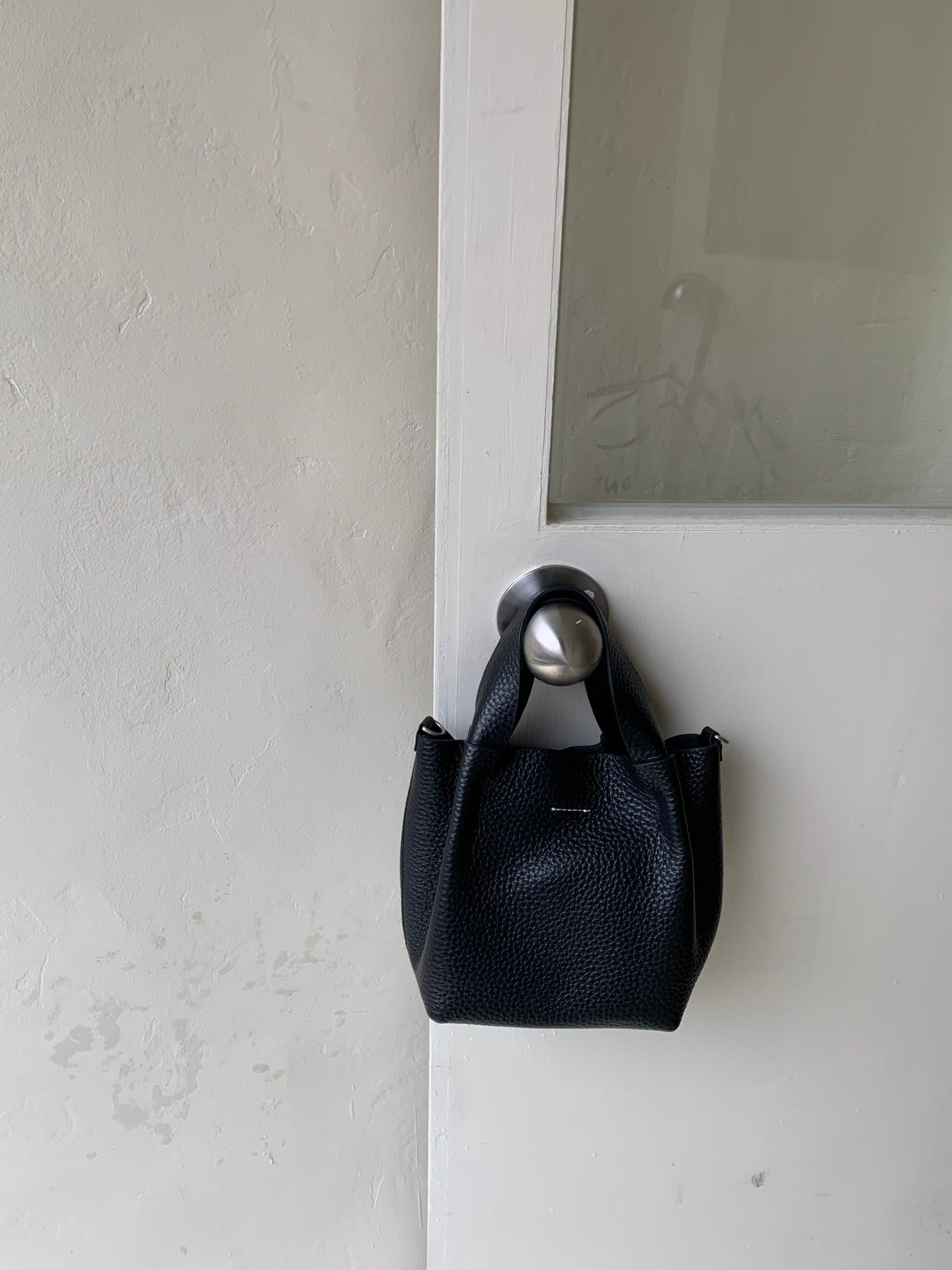 Leather basket bucket bag women cowhide