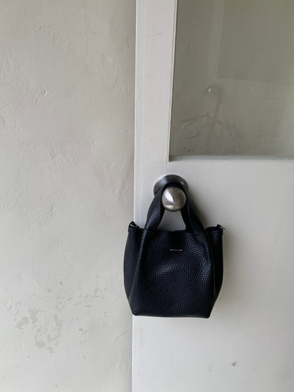 Leather basket bucket bag women cowhide