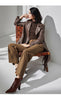 Women Brown Sheepskin Leather Trench Coat with Tie Waist
