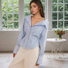 puff sleeve blue shirts for women