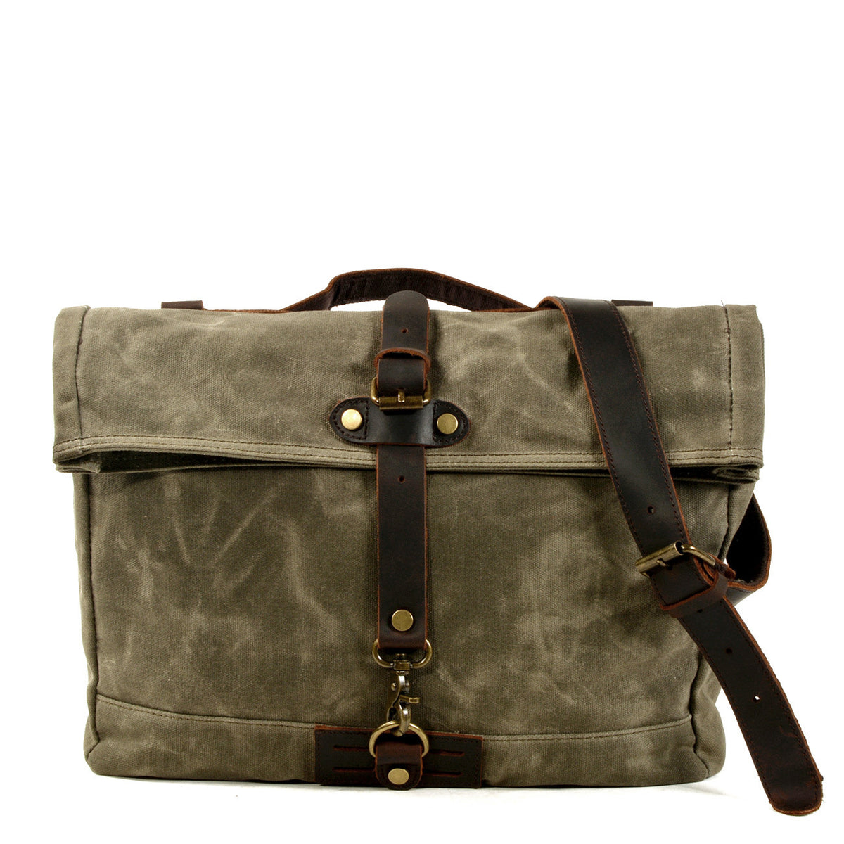 Canvas Courier Bag for Men with Waxed Canvas and Cowhide Leather 2