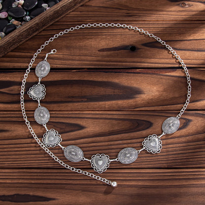 Waist Chain with Silver Heart Medallions