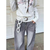 Women’s Studded Oval Link Hip Belt in Punk Style