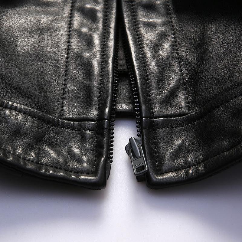 Men Full Grain Calfskin Black Leather Jacket