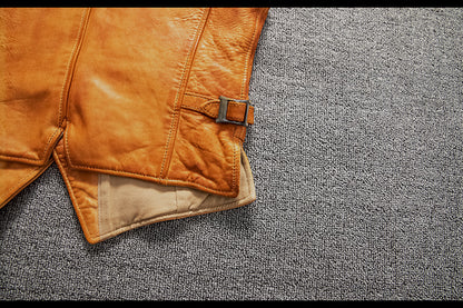 Men Vintage Brown Genuine Leather Vest