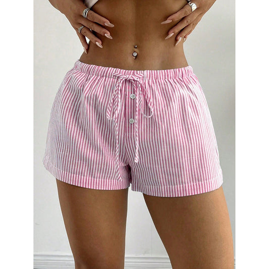 front buttons striped boxer shorts women