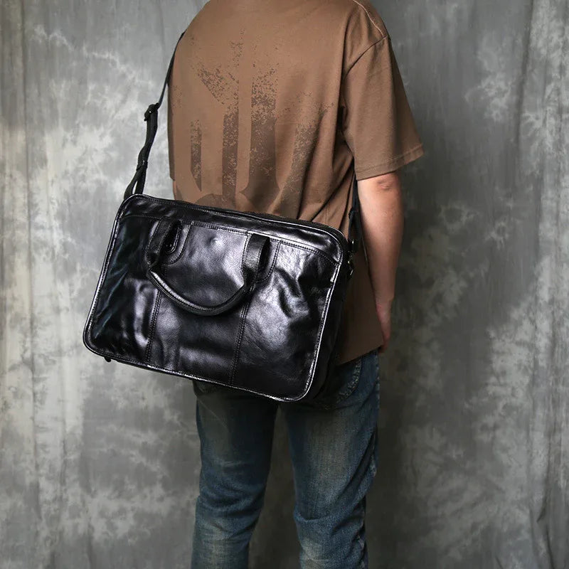 Leather Messenger Crossbody Bag for Men