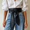Women’s Wide Faux Leather Bow Tie Waist Belt