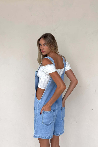Dual Pocket Denim Overall Casual Summer Denim Onesie