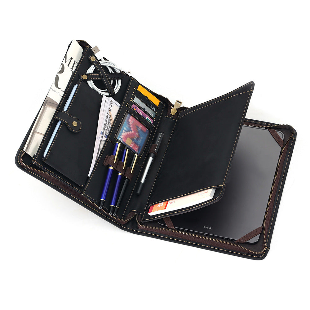 Leather iPad Organizer Portfolio in Crazy Horse Leather for Business