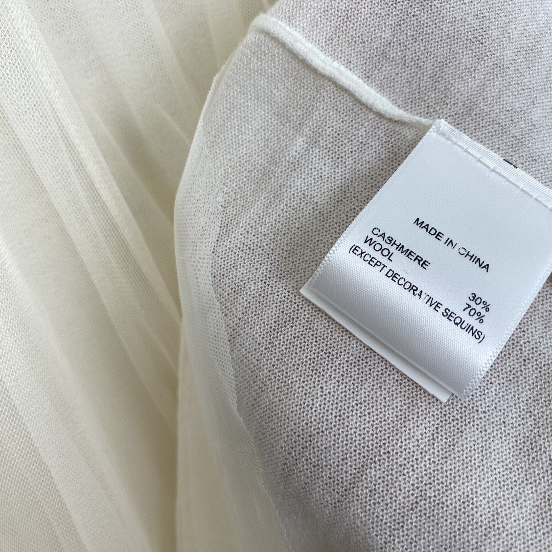 Women’s Cashmere Mesh Patchwork Long Midi Skirt