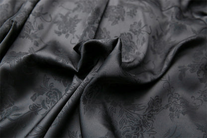 Leather Top for Women with Jacquard Sleeves and Mandarin Collar