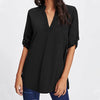 women long sleeve blouse Roll Tab Sleeve