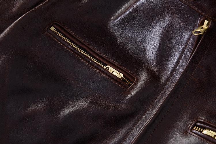Men Waxed Leather Motorcycle Jacket