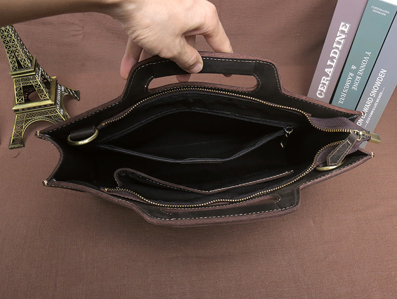 Dark Brown Leather Briefcase Bag
