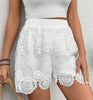 Women's lace trim mid waist straight shorts