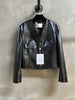 Black Leather Bomber V Neck Jacket Women