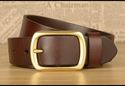 Men’s Top-Grain Cowhide Belt with Solid Copper Buckle