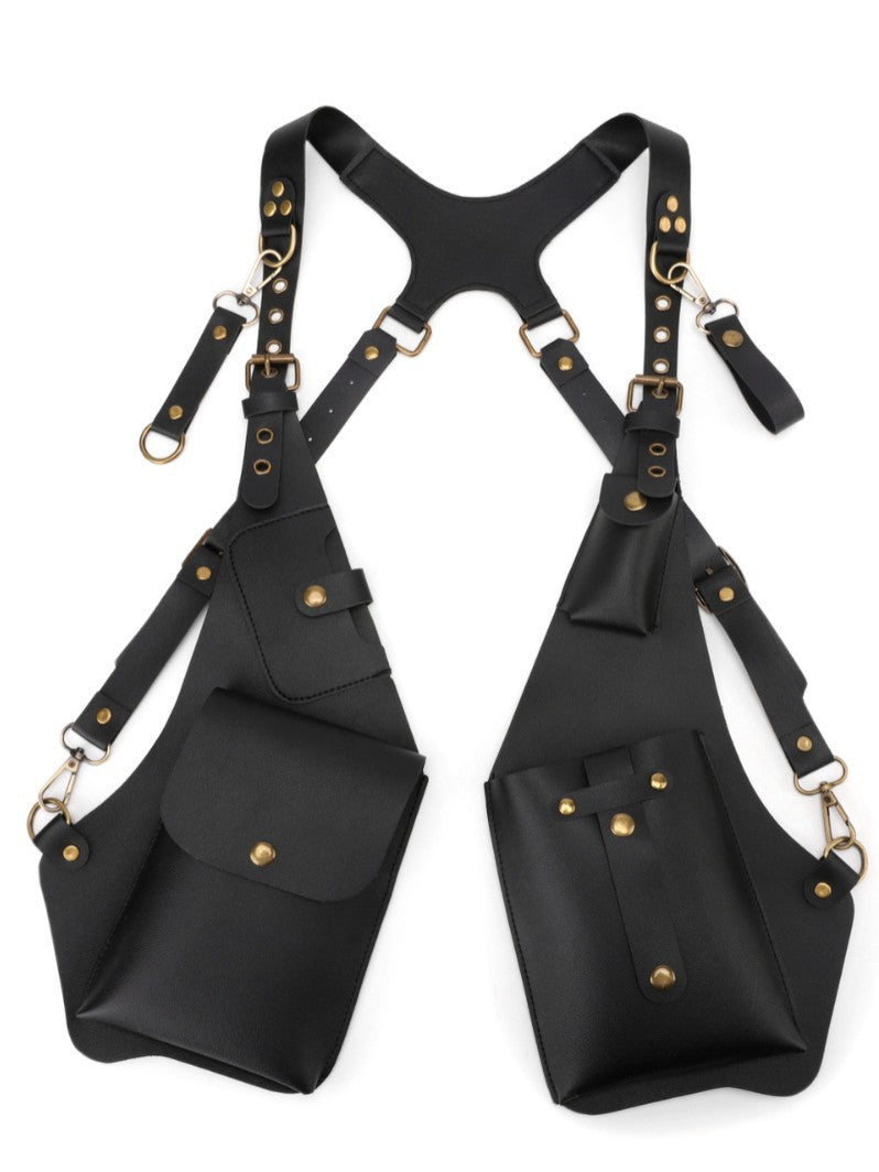 Men's Shoulder Holster Bag with Dual Utility Pouches and Adjustable Harness