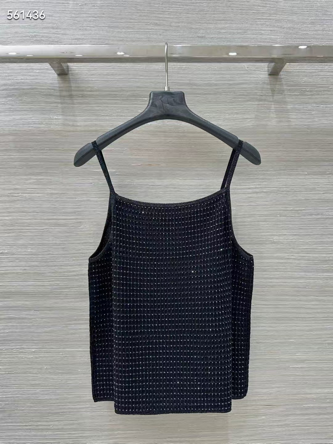 Women Gold Thread Plaid Rhinestone Knit Three Piece Set