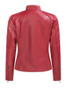 Red Faux Leather Jacket for Women Imitation Biker Leather Coat