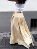 Beige gingham maxi skirt with pleated long shape
