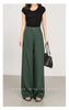 Wide leg trousers women with soft green drape