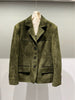 Olive Green Suede Leather Blazer for Women