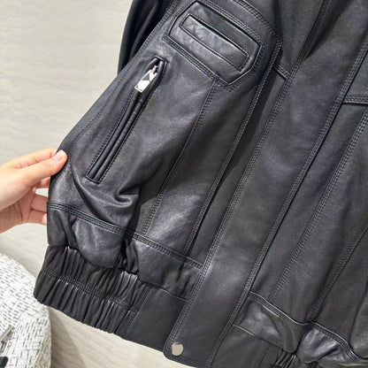 Retro Modern Genuine Leather Motorcycle Jacket Unisex