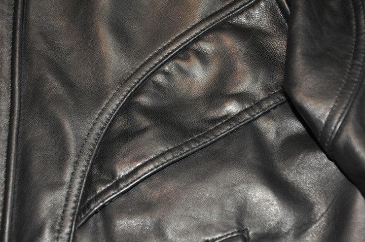 Retro oversized leather flight jacket with dropped shoulder
