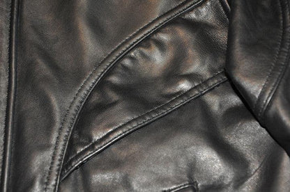 Retro oversized leather flight jacket with dropped shoulder