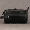 Men’s Genuine Leather Toiletry Bag with Handle and Front Pocket