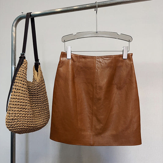 Women’s Genuine Leather Mini Skirt High Waist