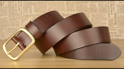 Men’s Top-Grain Cowhide Belt with Solid Copper Buckle