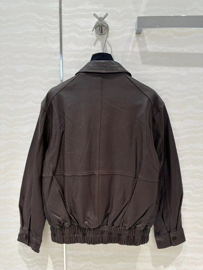 Retro Modern Genuine Leather Motorcycle Jacket Unisex