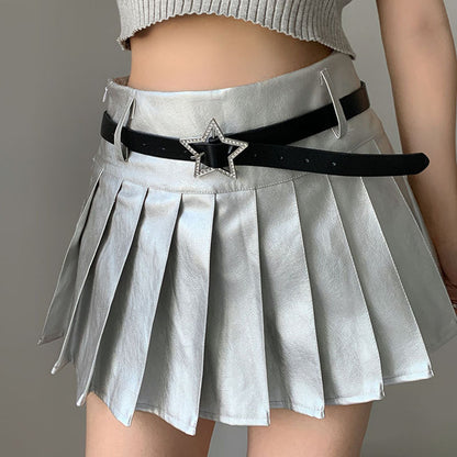 Women’s Rhinestone Star Buckle PU Leather Belt