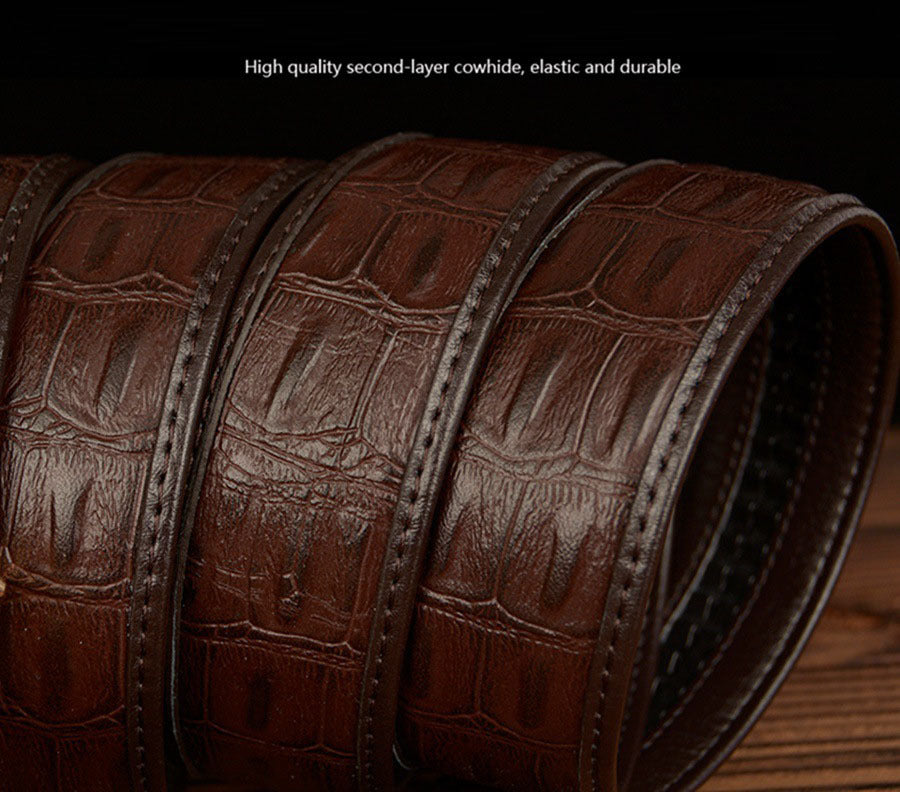Men’s Leather Belt with Intertwined Crocodile Buckle