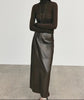 High Waisted Leather Maxi Skirt