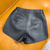 Women Genuine Leather Workwear Shorts High Waisted