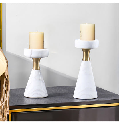 Luxury Marble Candlestick Holder with Gold Accent