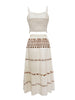 Bohemian Two-Piece Tassel Embroidered Crop Top & Maxi Skirt