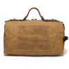 Canvas Duffle Bag with Washed Finish and Top-Grain Cowhide Leather