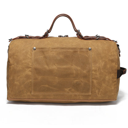 Canvas Duffle Bag with Washed Finish and Top-Grain Cowhide Leather