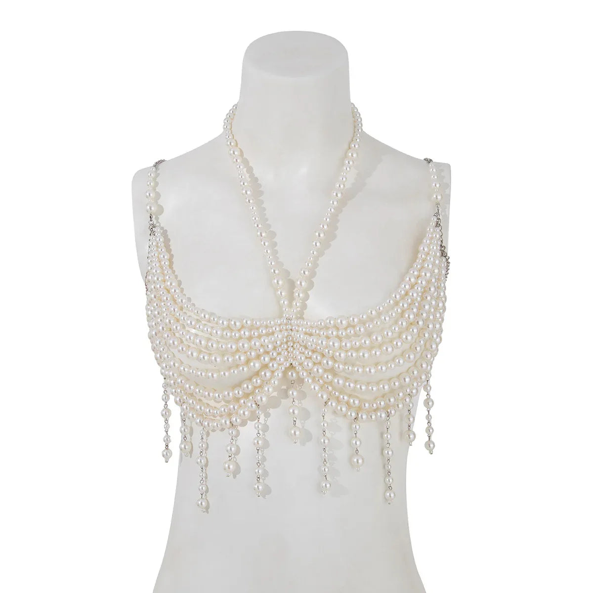 Multi-Layer Faux Pearl Bikini Chest Chain Set