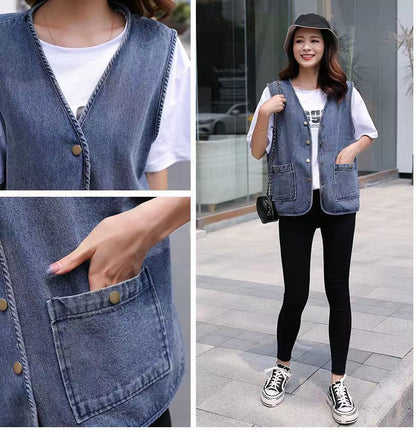 denim sleeveless jean vest
