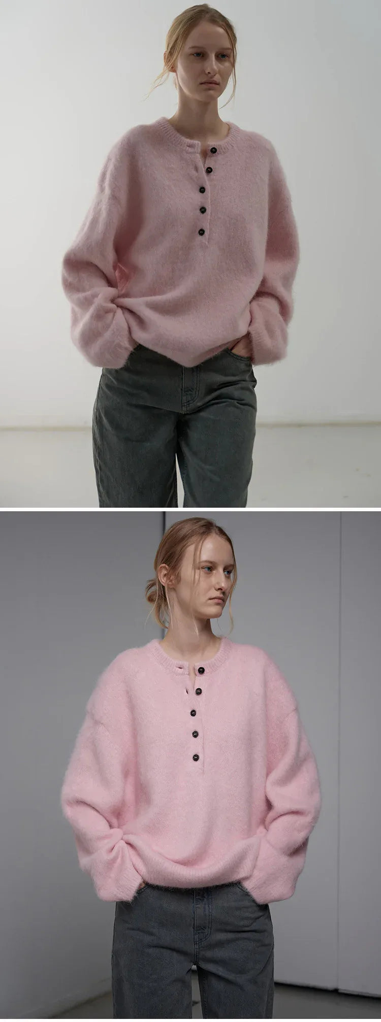 Facade pattern alpaca wool sweater women