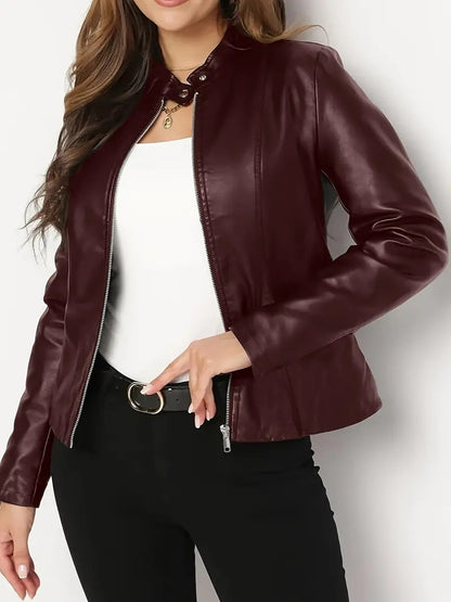 Plus Size Women’s PU Leather Biker Jacket